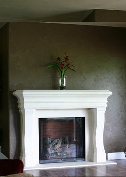 The stone mantel is available in four colors