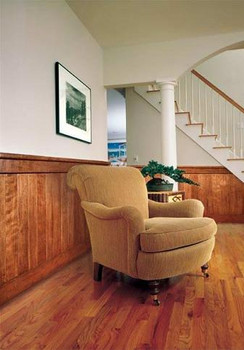New England Classic Rustic maple distressed wainscoting.  Your choice of either 36" or 44" high by 8-running-feet, the kits are complete with base rail, planking and top rail and cap.  Matching and integrating door and window casing trim kits available, as well!