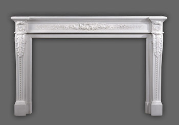The elegant Auguste marble mantel.