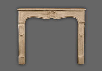 The Provence marble mantel has a beautiful shell as a center piece and long detailed but simple legs