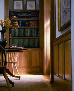 4-foot finishing kit, in case you don't need an entire 8-foot length.  Raised Panel Wainscoting, in a selection of woods, either paint or stain grades, for libraries, dining rooms, foyers, hallways, and other areas of your home or business! Variety of heights and factory finishes.