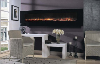 The BG240 wall mount electric fireplace is large, to make a statement in nearly any setting.  It includes electric bulb generated "flames" for energy efficiency and long life. Multi-function infrared remote control included!