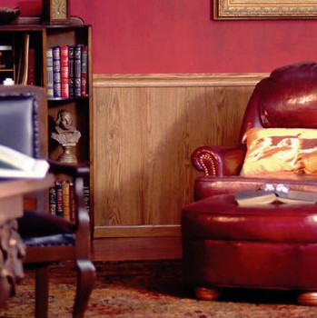 Highland oak paneling.