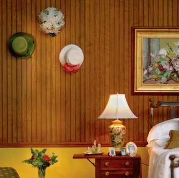 Williamsburg cherry 2-inch beaded wall paneling.