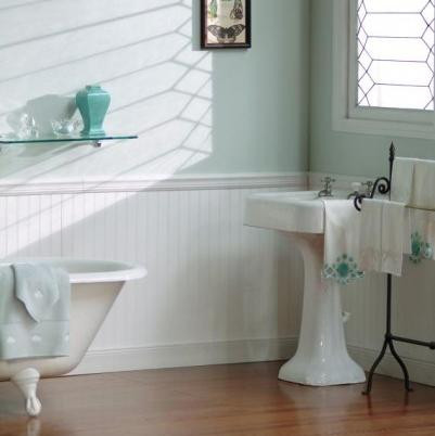 Unfinished birch beaded paneling with 2" pattern painted white by customer
