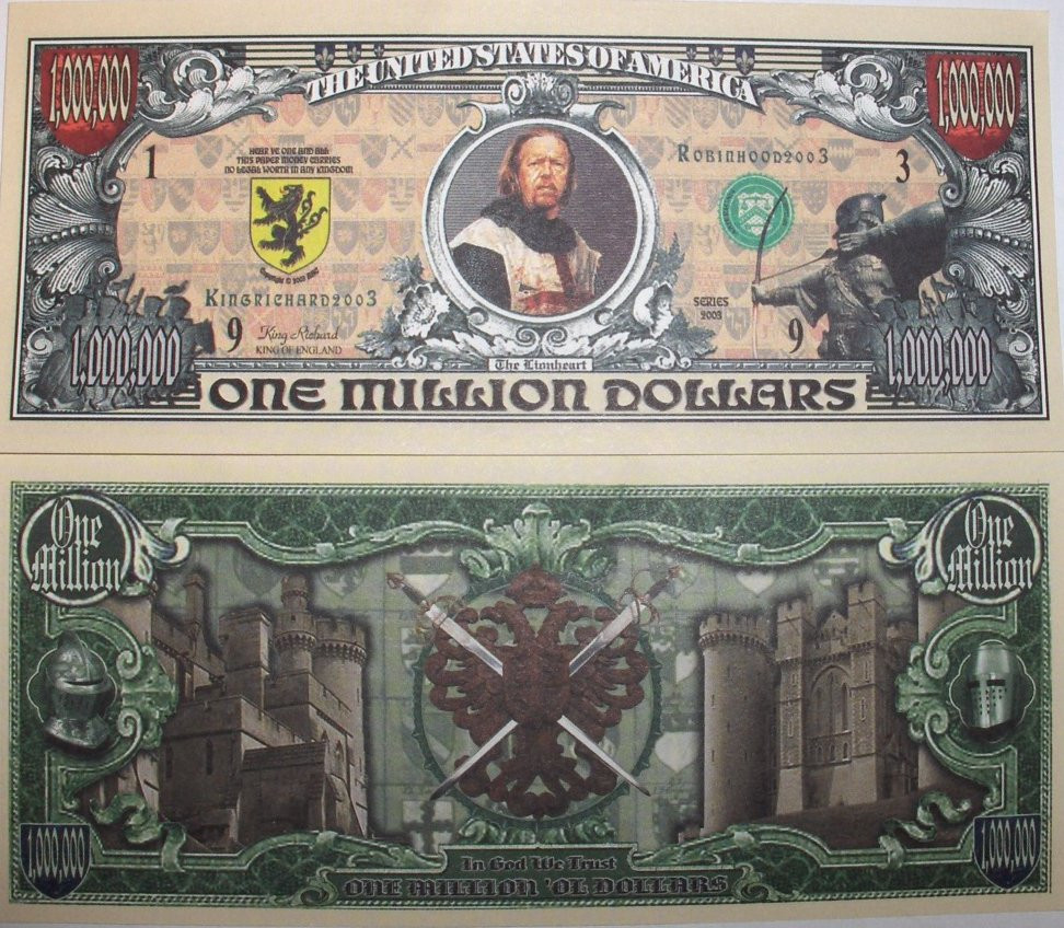 Medieval One Million Dollar Bill FakeMillionscom