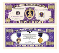 Purple Heart One Million Dollar Bill