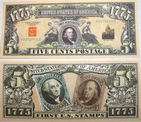 Five Cent First US Stamp Collectible Dollar Bill
