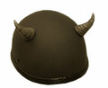 Silver Grooved Motorcycle Helmet Demon Horns