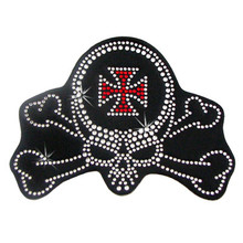 Skull Crossbones Rhinestone Helmet Patch