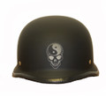 We grabbed our Laser and put this Ying Yang Skull on a Matte German Motorcycle Helmet.