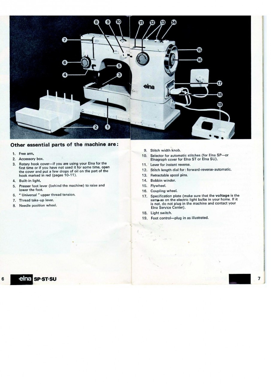 Elna SU SP ST Sewing Machine PDF Instruction Manual