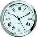 Chrome Bezel 1-7/16 (36mm) White Face Roman Clock Fit-Up