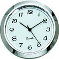 1-7/16 (36mm) Chrome Bezel White Face Arabic Clock Insert/Fit Up