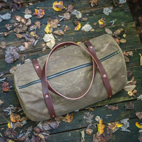 Waxed Canvas and Leather Duffle Bag