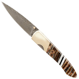 Woolly Mammoth Tooth Collection 4" Damascus Linerlock Knife