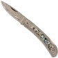 Damascus Steel Frame Pocket Knife with Abalone Inlay