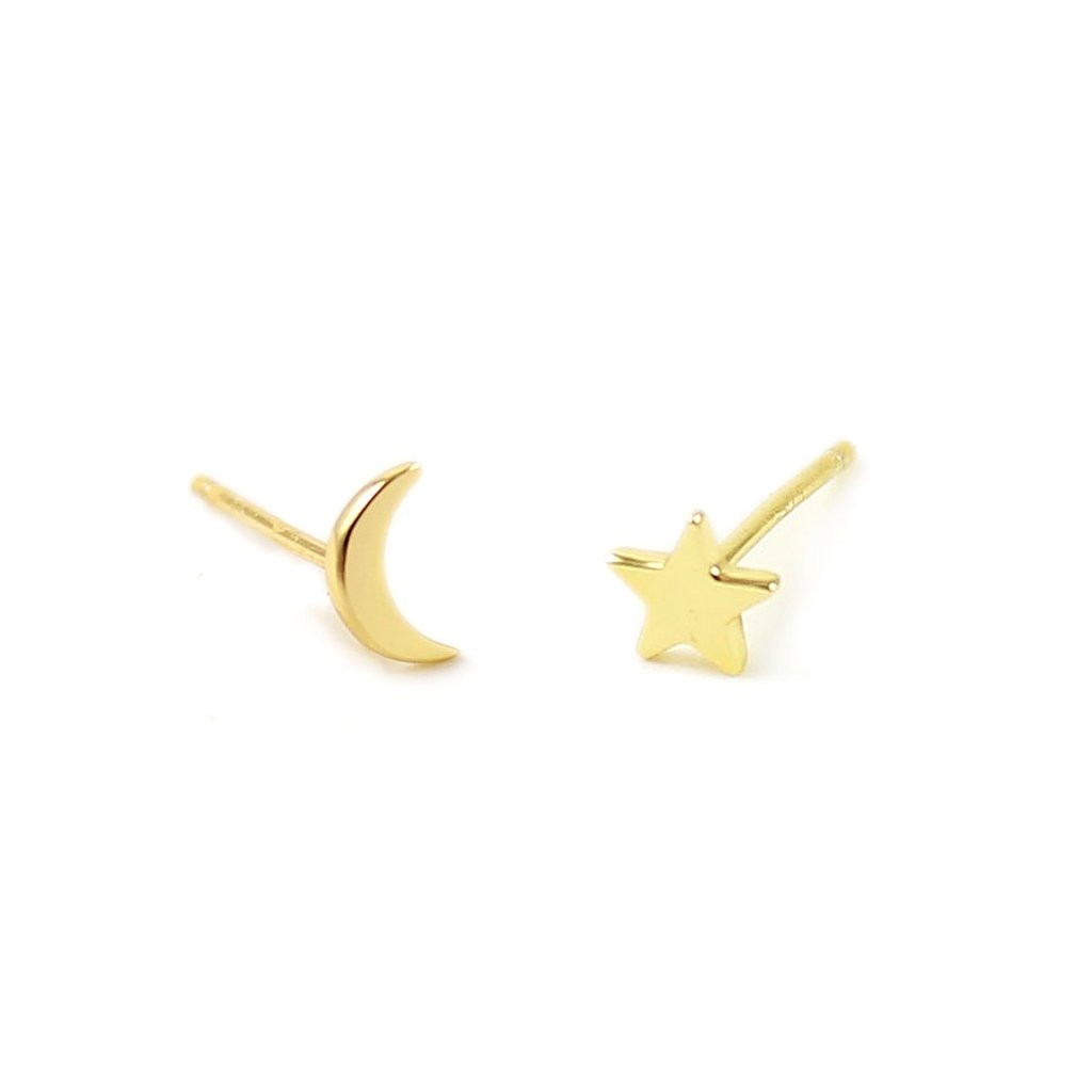 Crescent moon and hot sale star earrings