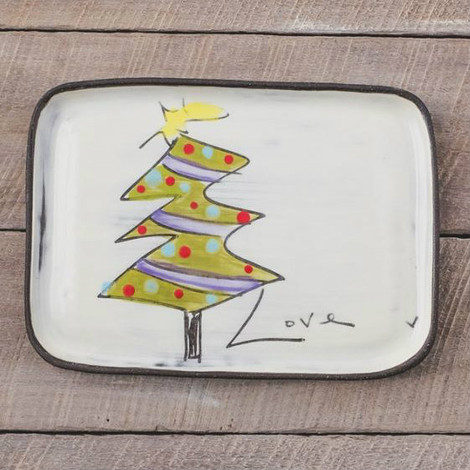 Rectangular Christmas tree plate 