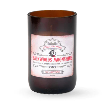 Backwoods Moonshine Recycled Wine Bottle Candle | Rescued Wine