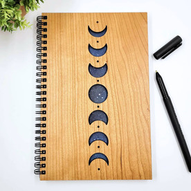 Moon Phases Wood Journal