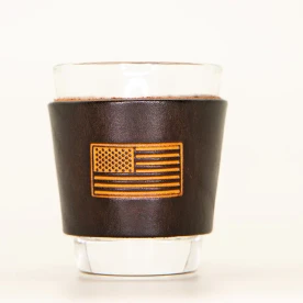 Leather Shot Glass - American Flag