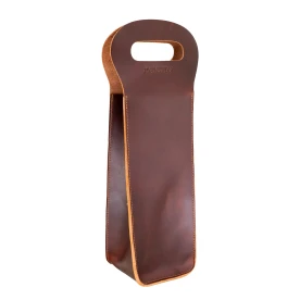 Leather Wine Tote - Copper Brown