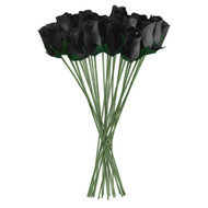 Black Realistic Wooden Roses 32 Count