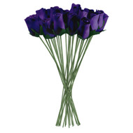 Purple Realistic Wooden Roses 32 Count