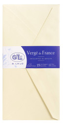 G. Lalo Verge De France Ivory DL Gummed Envelopes, 4.25" x 8.5", 25 Pack