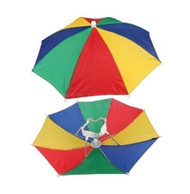 12 Pack Rainbow Umbrella Hat Cap Multicolor Hands Free with Head Strap for Beach