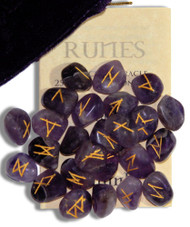 Starlinks Amethyst Gemstone Runes with Velvet Pouch and Instruction Pamphlet