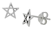Starlinks Silver Pentagram Stud Earrings
