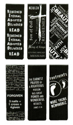 Christian Art Gifts Set of 6 Black and White Gospel Salvation Inspirational Magnetic Bible Verse Bookmark with Scripture, Size Small 2.25" x .75"