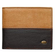 Two-Tone Genuine Leather Wallet w/Cross Stud