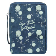 Be Still and Know Navy Poly-Canvas Bible Cover - Large