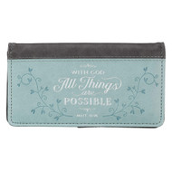 All Things Teal LuxLeather Checkbook Cover - Matthew 19:26