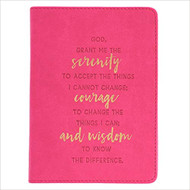 Christian Art Gifts Pink Faux Leather Journal | Encouraging Serenity Prayer | Handy-sized Flexcover Inspirational Notebook w/Ribbon Marker, 240 Lined Pages, Gilt Edges, 5.5 x 7 Inches