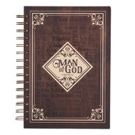 Christian Art Gifts Large Hardcover Notebook/Journal | Man of God ? 1 Timothy 6:11 Bible Verse | Names of God Brown Inspirational Wire Bound Spiral Notebook w/192 Lined Pages, 6? x 8.25?