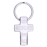 Christian Art Gifts Engravable Metal Cross Keychain | Gods Faithfulness Never Fails | Inspirational Accessory Keychain/Keyring for Men and Women