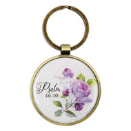 Be Still and Know - Psalm 46:10 Purple Rose Keychain Keyring Accessory for Women