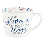 He Will Shelter You Psalm 91:4 Christian Coffee Cup for Women (13 Ounce Ceramic)
