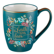 Bible Verse Mug ? Floral Faith Mug for Women & Men, Ceramic Coffee Mug w/Gold Trim & Calligraphy ? Mug, 12 oz (Faith)