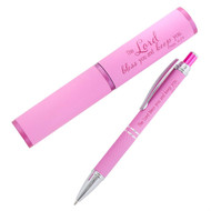 The Lord Bless You Pink Stylish Classic Pen in Matching Gift Case - Numbers 6:24 Bible Verse Refillable Retractable Medium Ballpoint Pen for Bullet Journal Planner Writing Note Taking Calendar Agenda