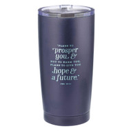 Hope & a Future Jeremiah 29:11 Blue Christian Travel Mug for Women or Men (18oz Stainless Steel Double-Wall Vacuum Insulated Tumbler with Lid)