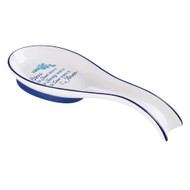Our Daily Bread Mathew 6:11, Blue Floral Ceramic Spoon Rest, Christian Kitchen Accessory