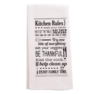 Christian Art Gifts Printed Kitchen Tea Towel | Kitchen Rules Inspirational Flour Sack White Cotton Dish Cloth