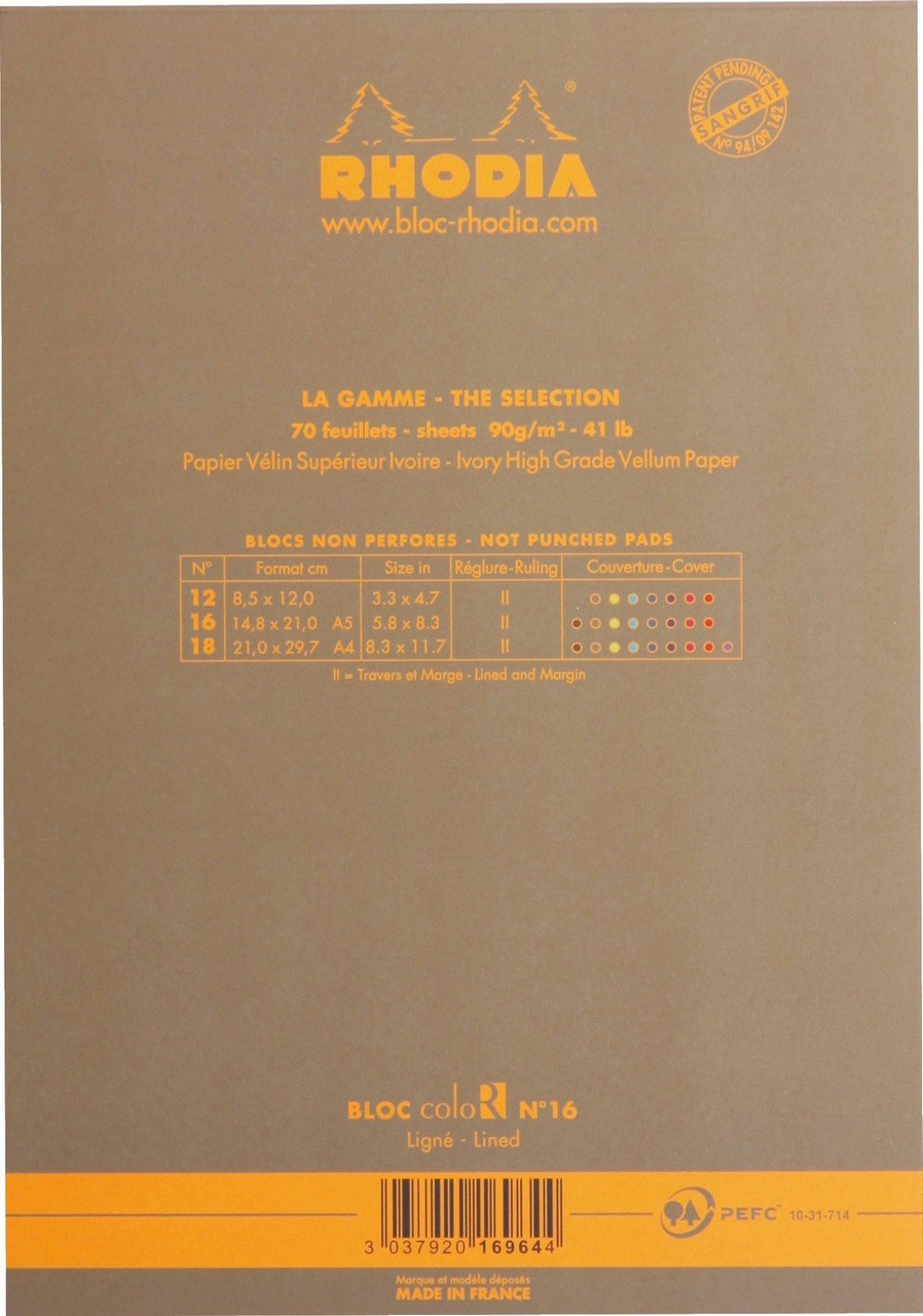 Rhodia ColoR Premium Pad - No. 16 (A5) - Lined - Chocolate