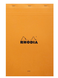 Rhodia Staplebound Notepad - Lined w/ margin 80 sheets - 8 1/4 x 12 1/2 - Orange cover