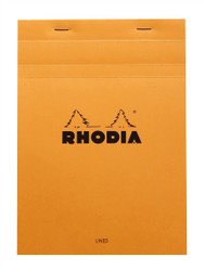 Rhodia Staplebound Notepad - Lined w/ margin 80 sheets - 6 x 8 1/4 - Orange cover